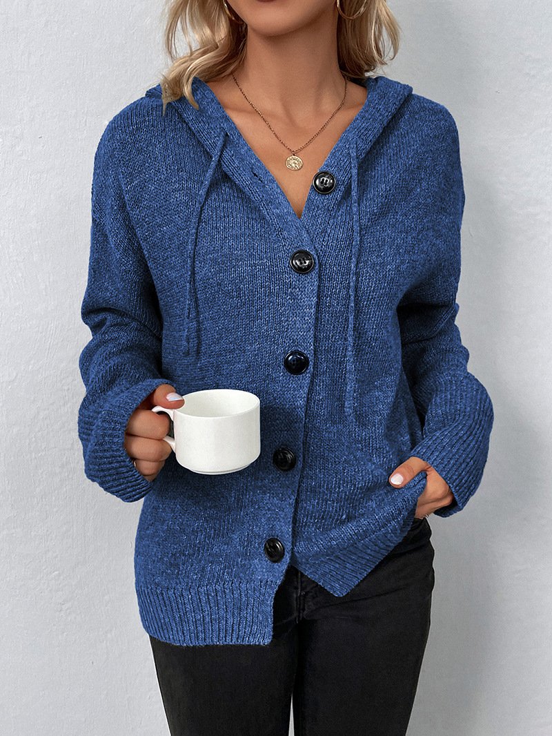 Drawstring knitted cardigan