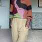 Multicolor Patchwork Knit Turtleneck Sweater