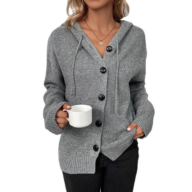 Drawstring knitted cardigan