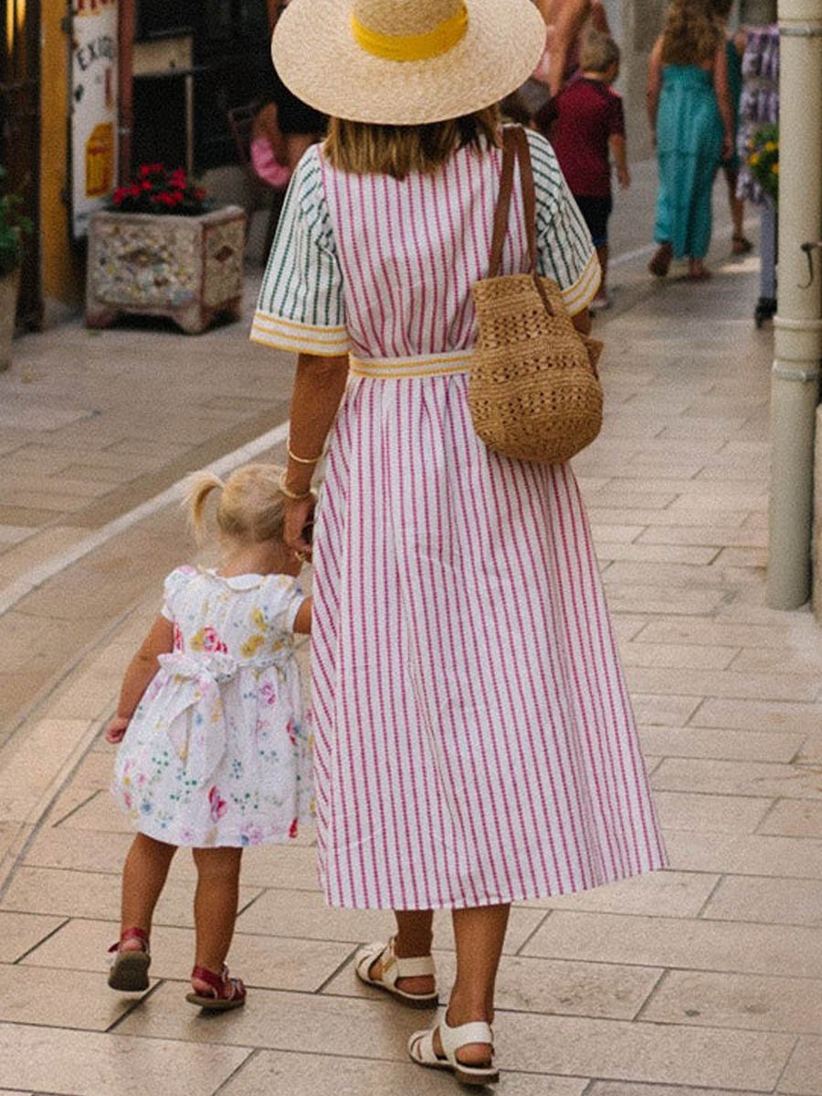 Multi-hued Stripe Shirt Dress