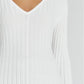 Casual V Neck Ribbed Knitted Dress