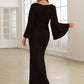 V-Neck Flared Sleeve Evening Dress