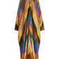 Long Sleeve Color Block Side Split V Neck Maxi Dress