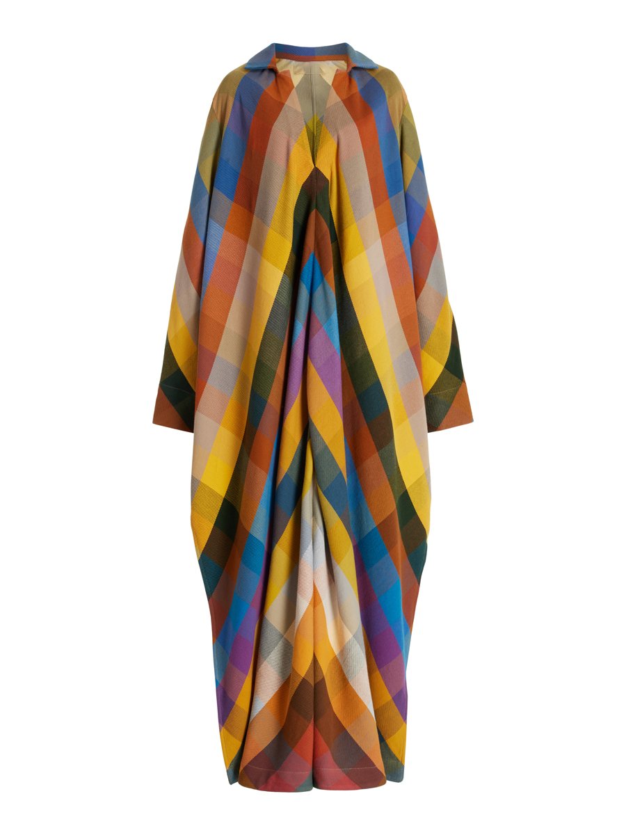 Long Sleeve Color Block Side Split V Neck Maxi Dress