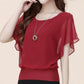 Round Neck Chiffon Short Sleeve Top