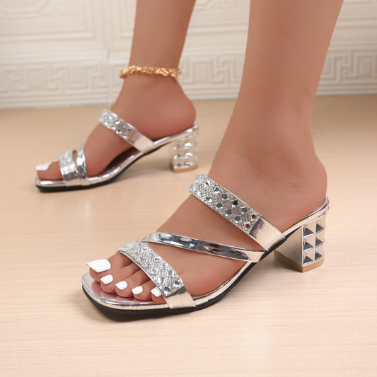 Women's Fashion Rhinestone High Heeled Sandals