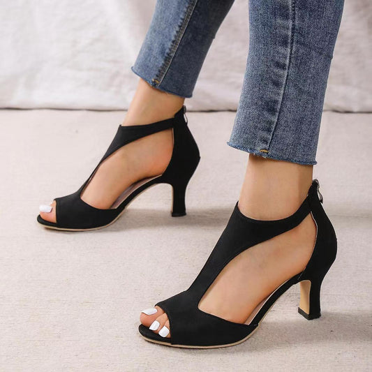 Fashion Back Zip High Heel Sandals