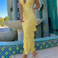 Deep V Neck Tassels Hem Dress