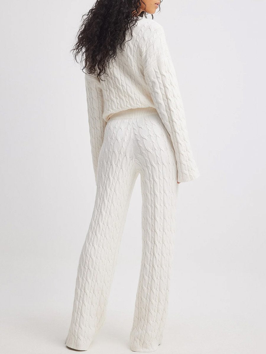 Cable Knit V Neck Set