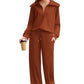 Casual Zippered Long Sleeved Two Piece Set