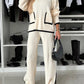 Contrast Split Long Sleeve Knitted Two-piece Set