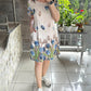 Printed Cotton Linen Short Sleeve Dress