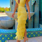 Deep V Neck Tassels Hem Dress