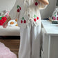 Cherry Embroidered Jacquard Cardigan Women's Strap Sweater