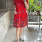 Printed Cotton Linen Short Sleeve Dress