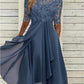 Lace Mid-sleeve Chiffon Dress