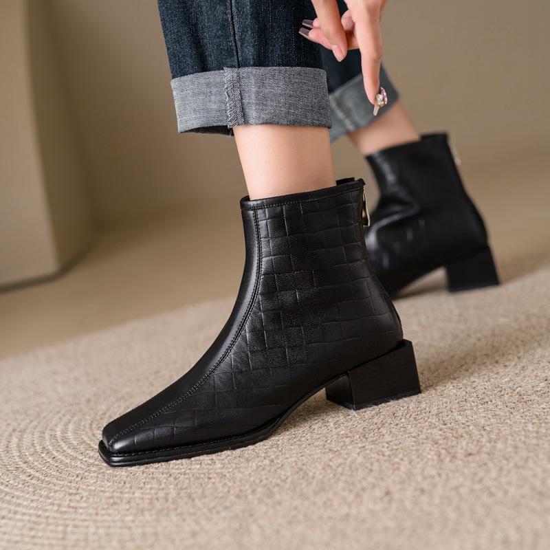 Lingerie Sheepskin Chunky Heel Boots