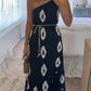 Printed Asymmetric Maxi Dress