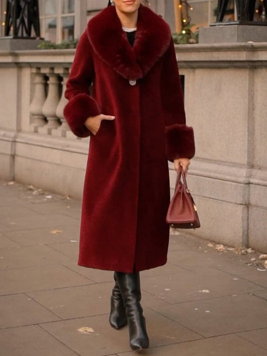 Long Coat With Faux Fur Collar