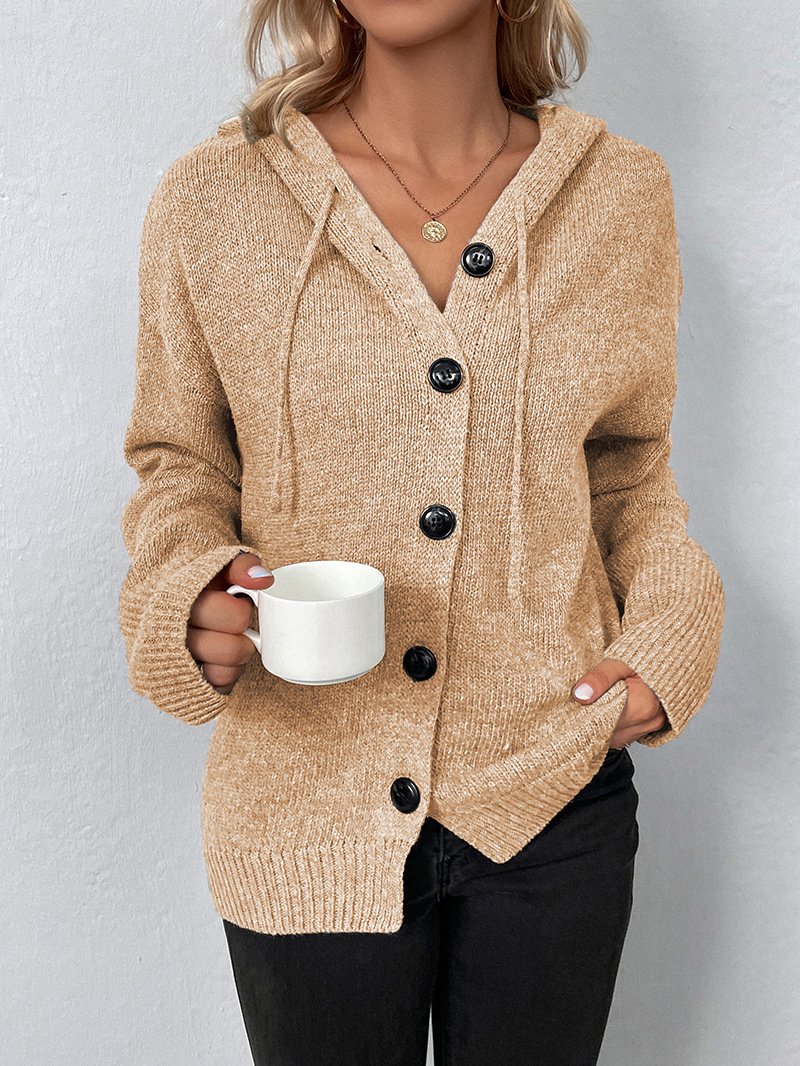 Drawstring knitted cardigan