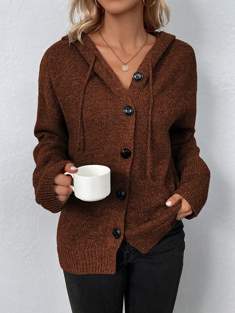 Drawstring knitted cardigan