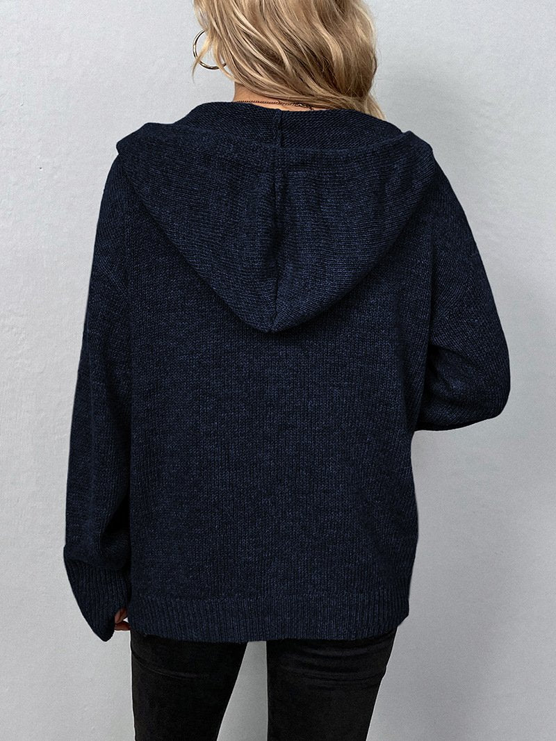 Drawstring knitted cardigan