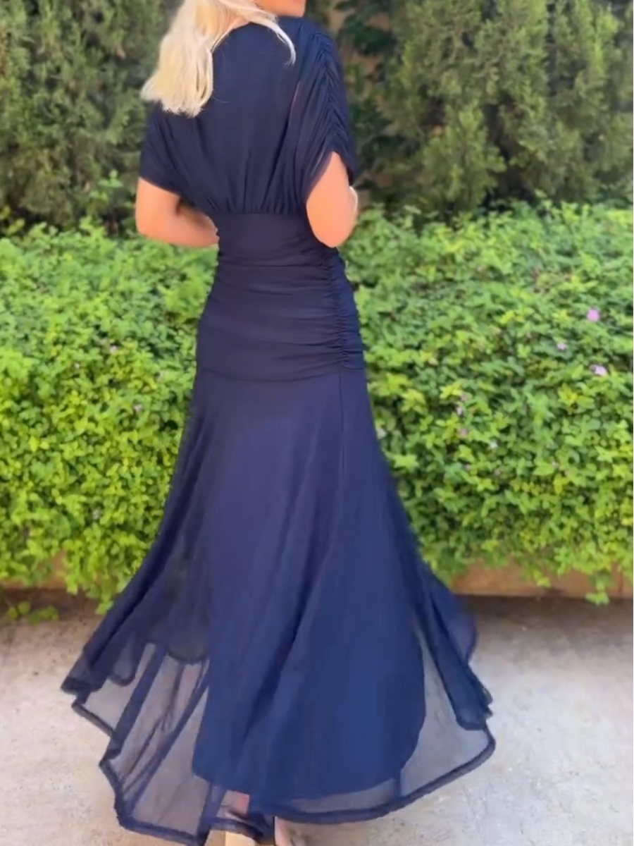 Elegant Floral Elastic Flowy Dress