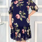 Floral Chiffon Half Sleeve Dress