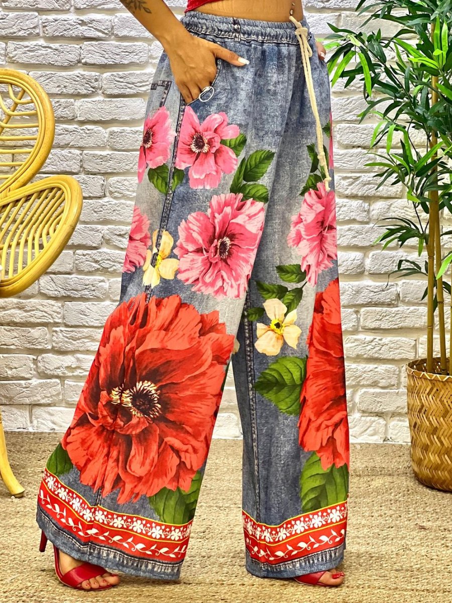 PRINT DENIM TROUSER