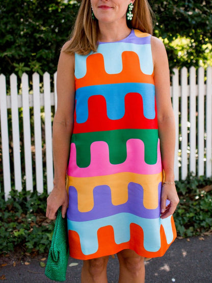 Vibrant Placement Print Dress