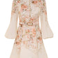 Cream Floral Buttoned Mini Dress