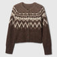 Brushed Fair Isle Cropped Cardigan