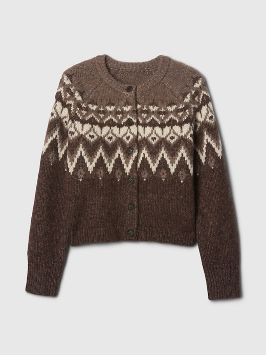 Brushed Fair Isle Cropped Cardigan