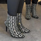 Crystal Pointed Toe Sock Boots