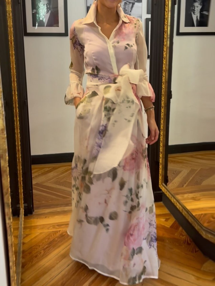 Floral Silk Shirt Dress