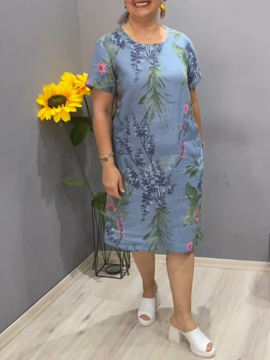 Cotton and Linen Floral Dress