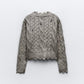 Cable-Knit Metallic Sweater