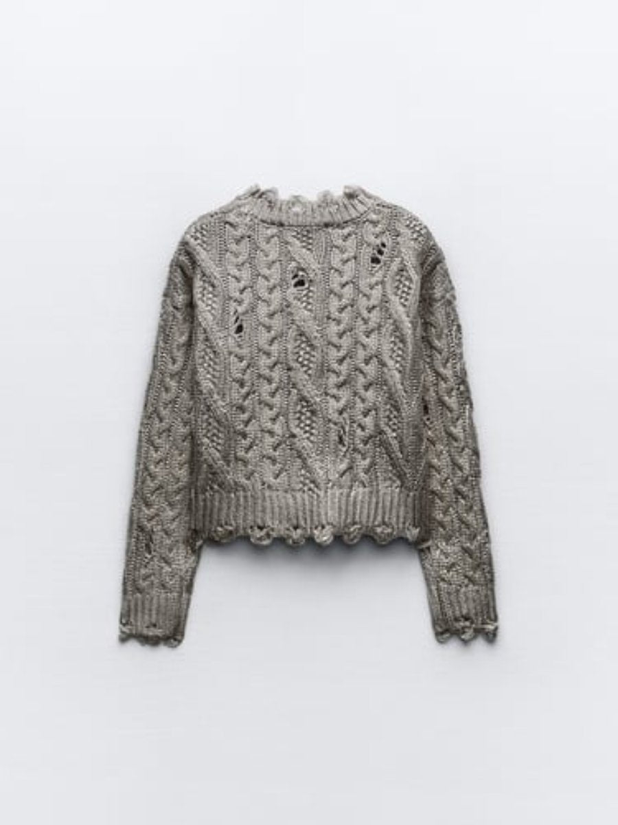 Cable-Knit Metallic Sweater