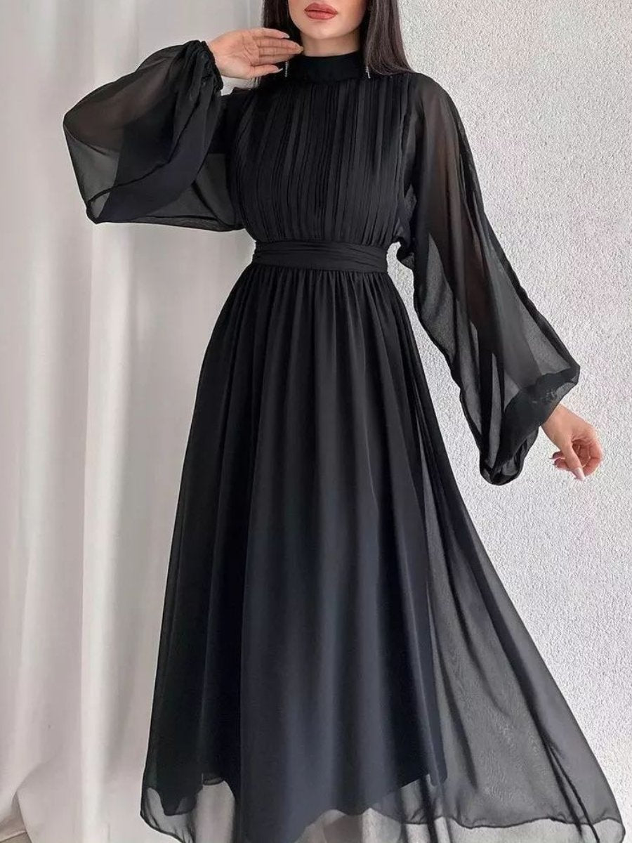 Long Sleeve Pleated Dress