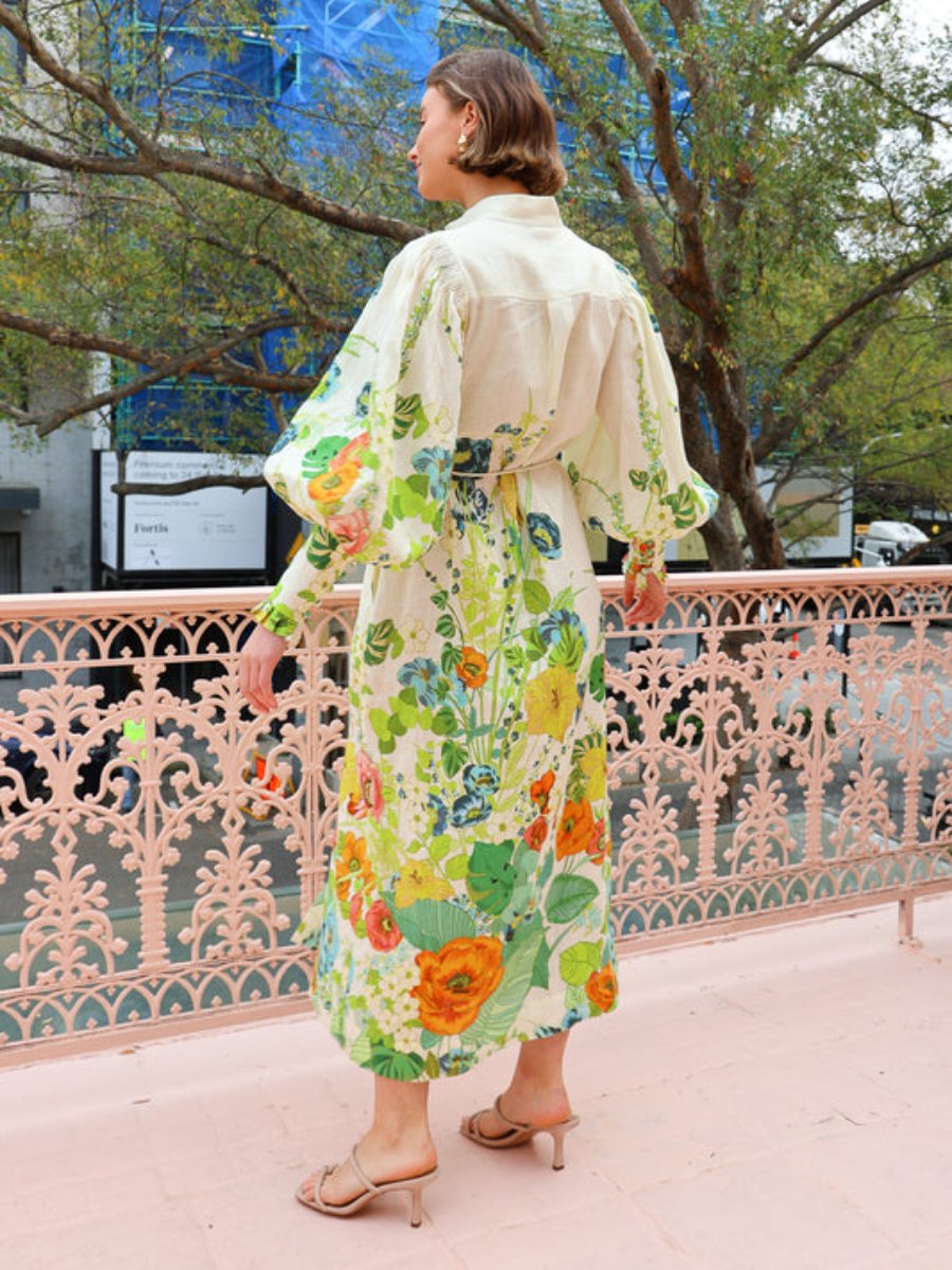 Cream Floral Shirt Dress