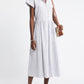 Drop Waist Button Front Cotton Midi Dress