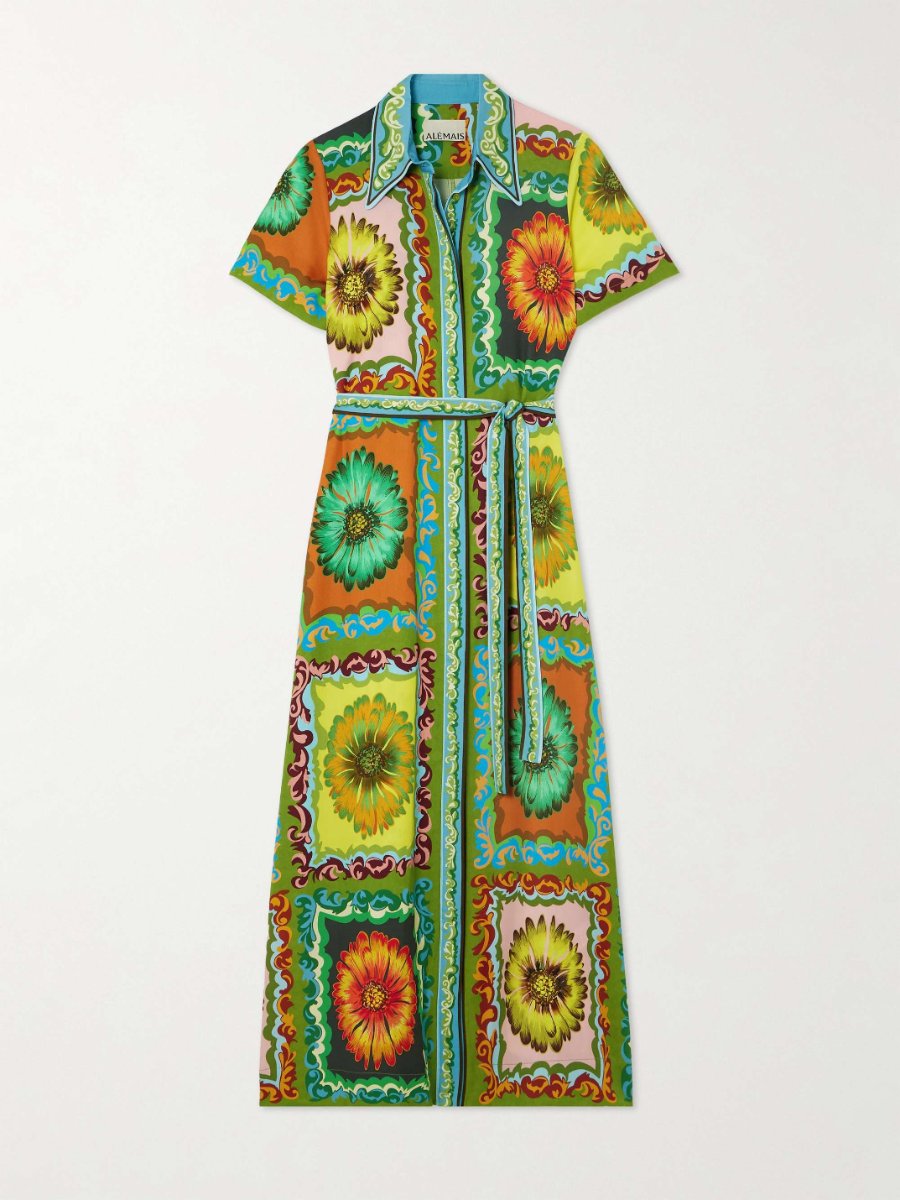 Daisy Belted Printed Maxi Shirt Dress