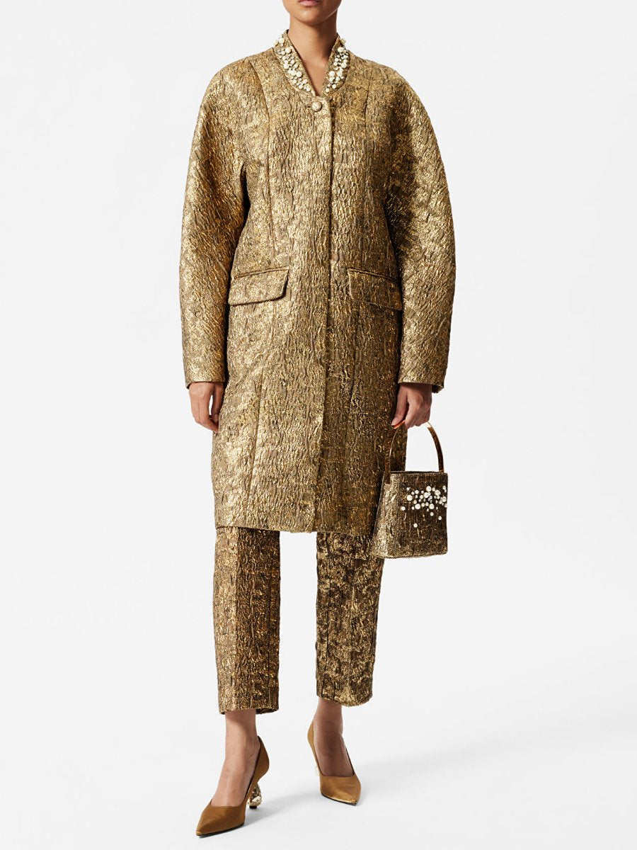 Tailored Metallic Jacquard Coat