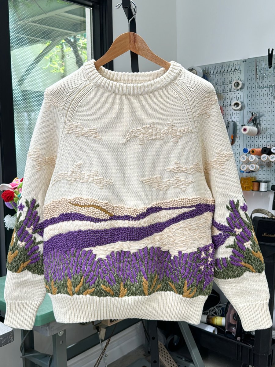 Chunky Lavender Crew Neck Sweater