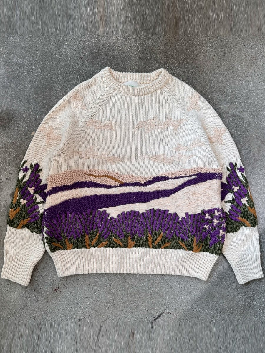 Chunky Lavender Crew Neck Sweater