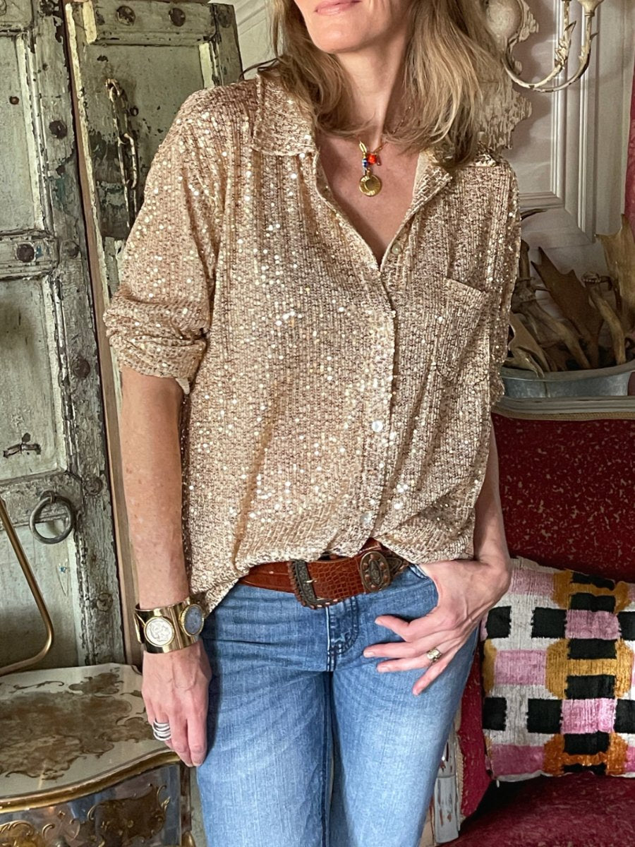 Glitter Long Sleeve Blouse