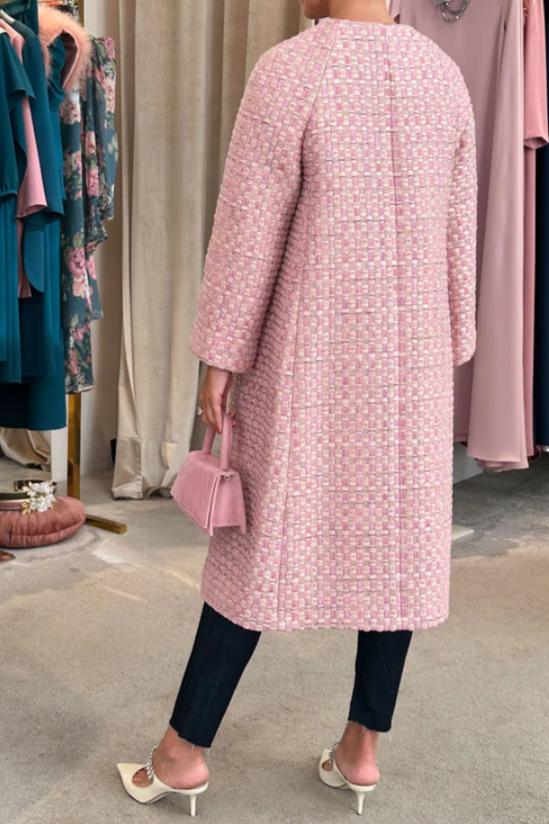 Elegant Pink Tweed Coat