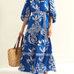 Summer Blue Floral Maxi Dress