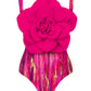 3D Pink Flower Two-piece Swimsuit