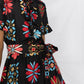 Geometric Print Ruffled Tiered Silk Dress